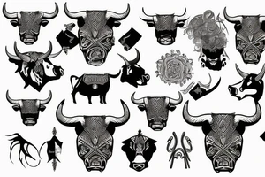 Bull Scandinavian warrior tattoo idea