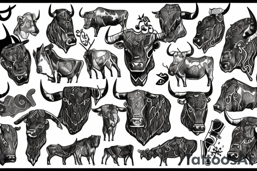 Bull Scandinavian ancient tattoo idea