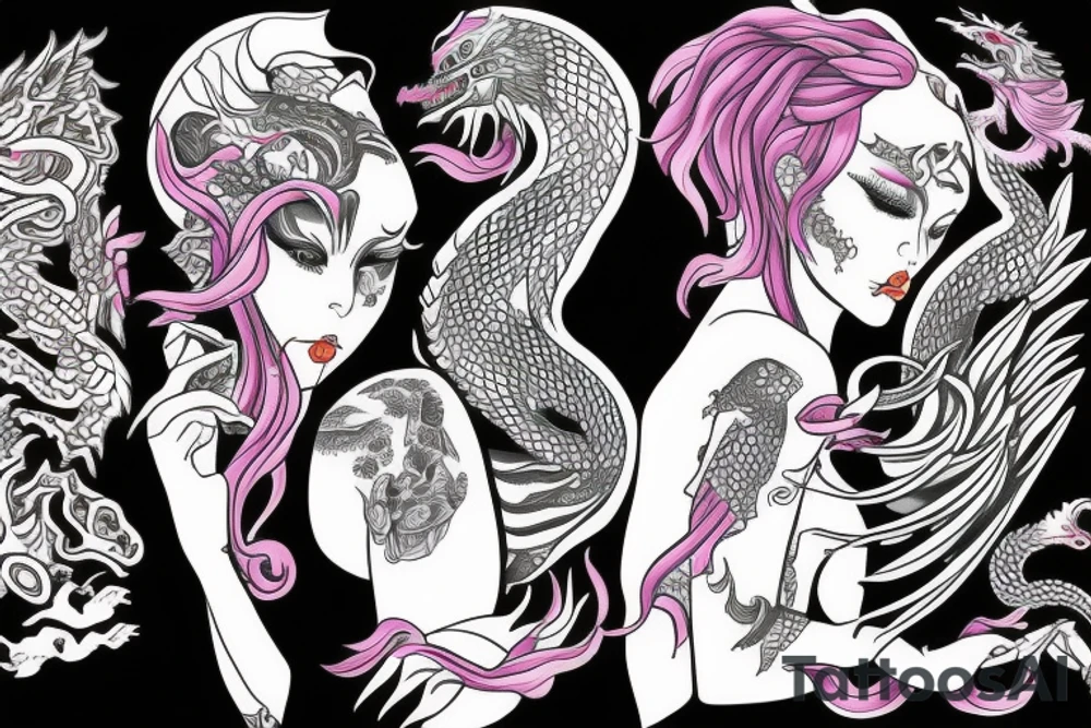 Girl with dragon around tattoo idea