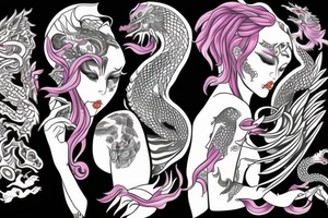 Girl with dragon around tattoo idea