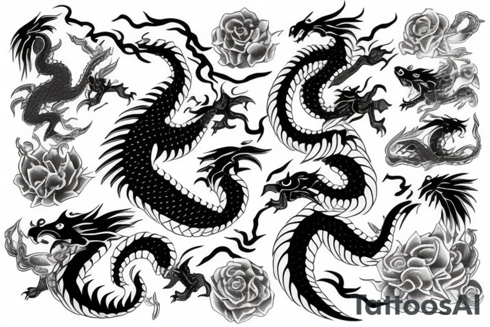 Girl with dragon around tattoo idea