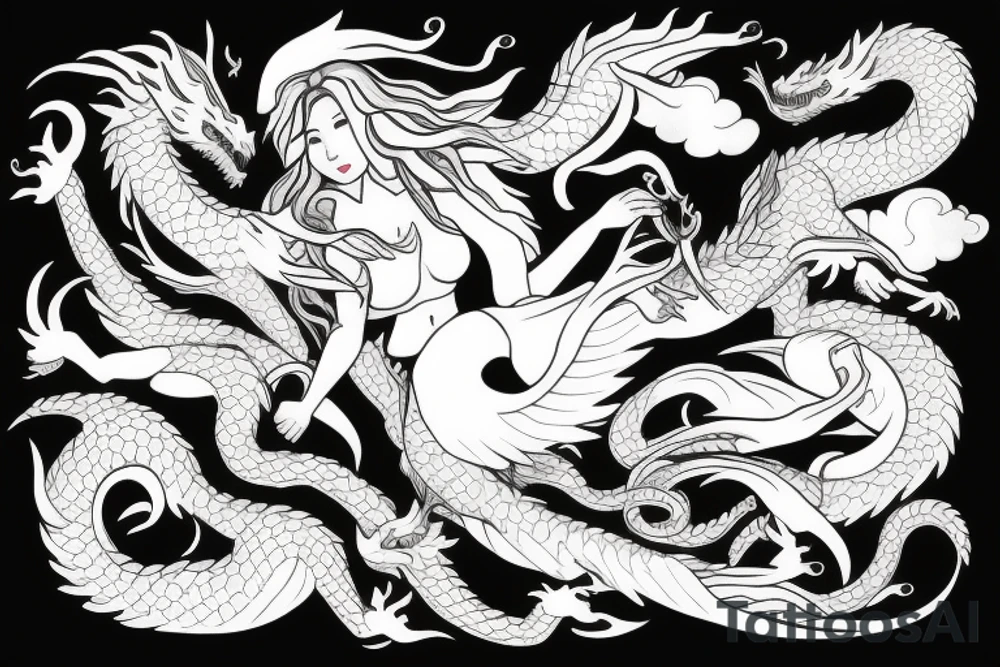 Girl with dragon around tattoo idea