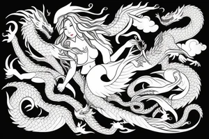 Girl with dragon around tattoo idea