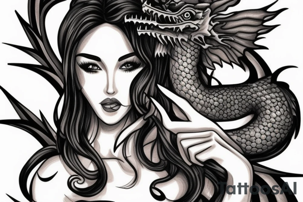 Girl with dragon around tattoo idea