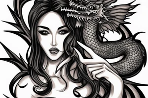 Girl with dragon around tattoo idea