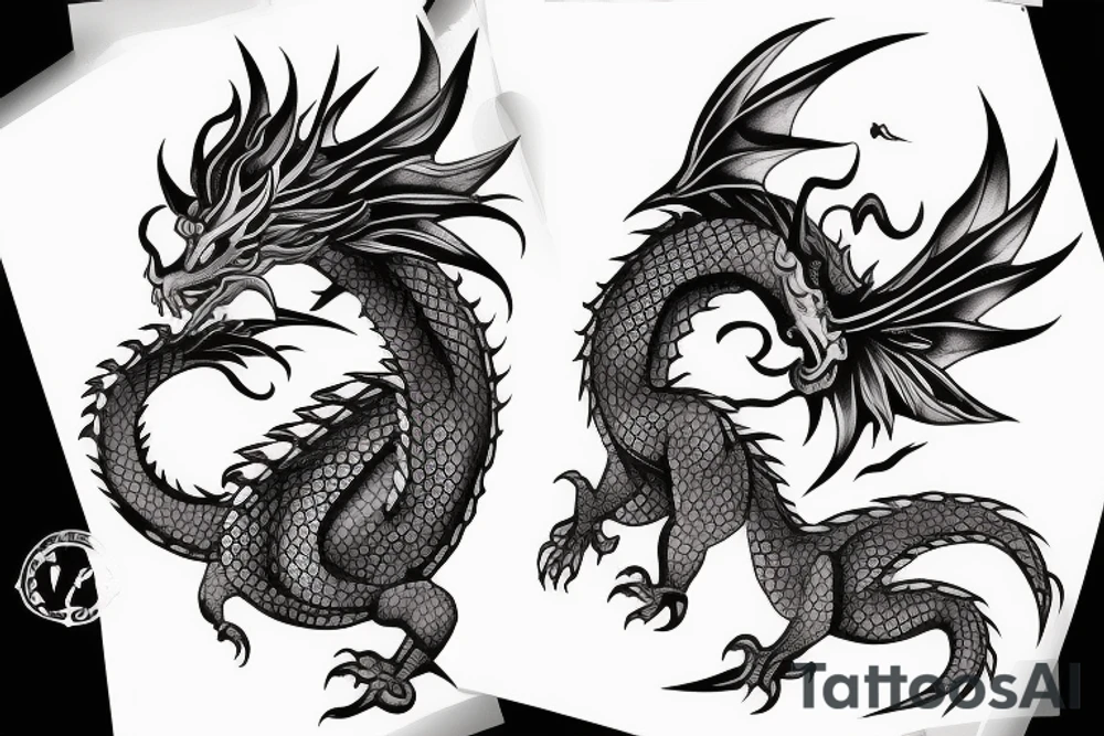 Girl with dragon around tattoo idea