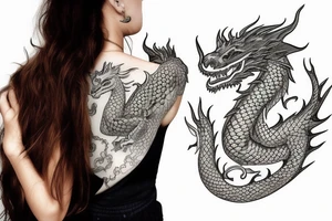 Girl with dragon around tattoo idea