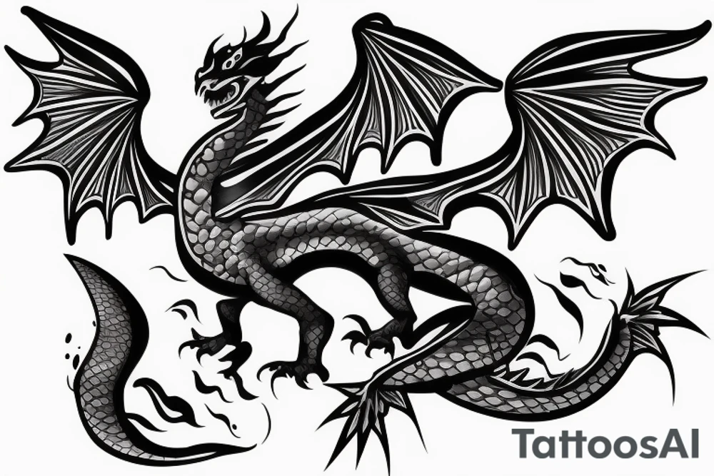Girl with dragon around tattoo idea