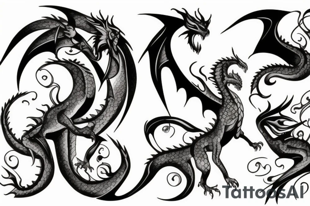 Girl with dragon around tattoo idea