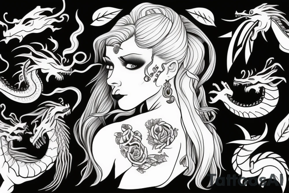 Girl with dragon around tattoo idea