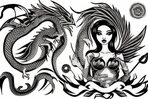 Girl with dragon around tattoo idea