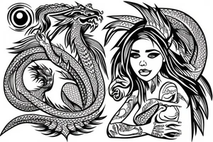 Girl with dragon around tattoo idea