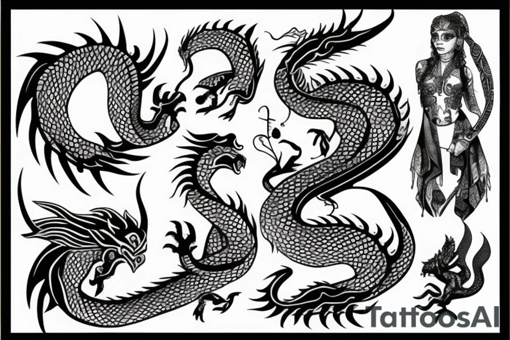 Girl with dragon around tattoo idea