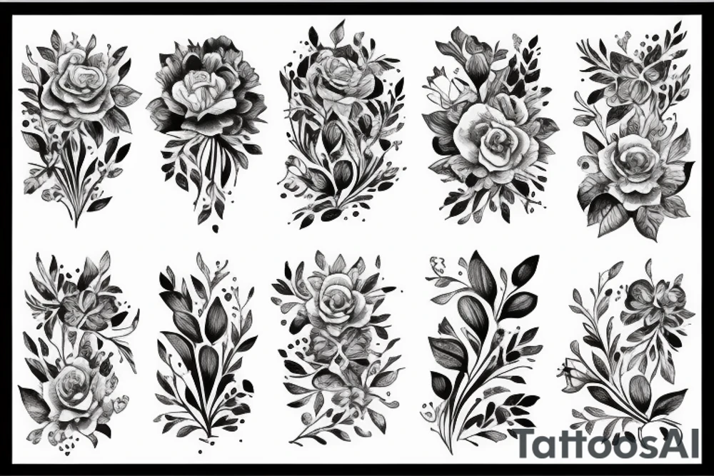 floral art design tattoo idea