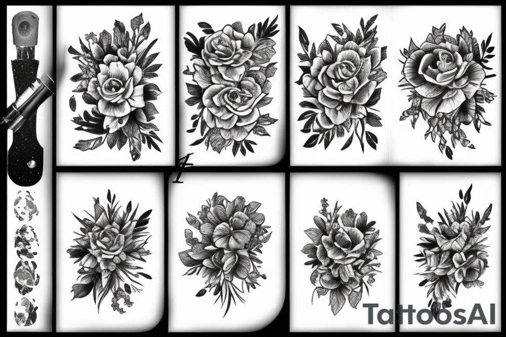 floral art design tattoo idea