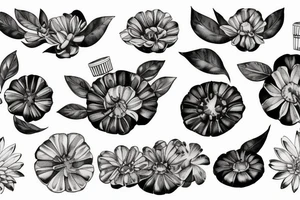 chryssanthemum and rafflesia floral art design tattoo idea