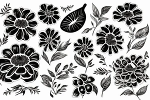 chryssanthemum and rafflesia floral art design tattoo idea