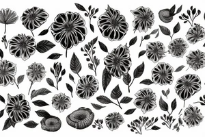 chryssanthemum with rafflesia floral art design tattoo idea