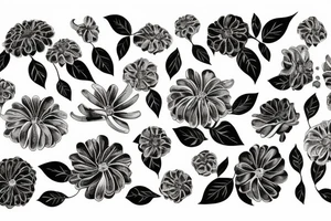chryssanthemum with rafflesia floral art design tattoo idea