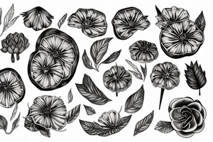 chryssanthemum with rafflesia floral art design tattoo idea