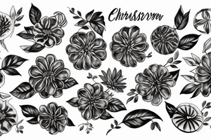chryssanthemum with rafflesia floral art design tattoo idea