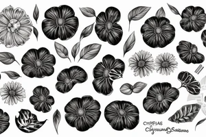 chryssanthemum with rafflesia floral art design tattoo idea