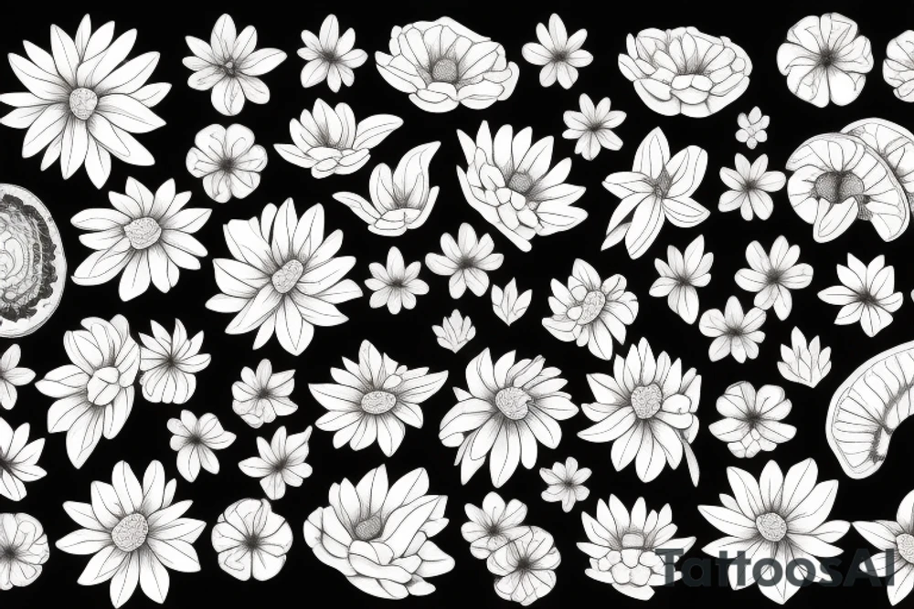 chryssanthemum with rafflesia floral art design tattoo idea