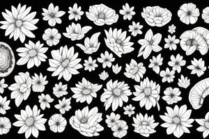 chryssanthemum with rafflesia floral art design tattoo idea