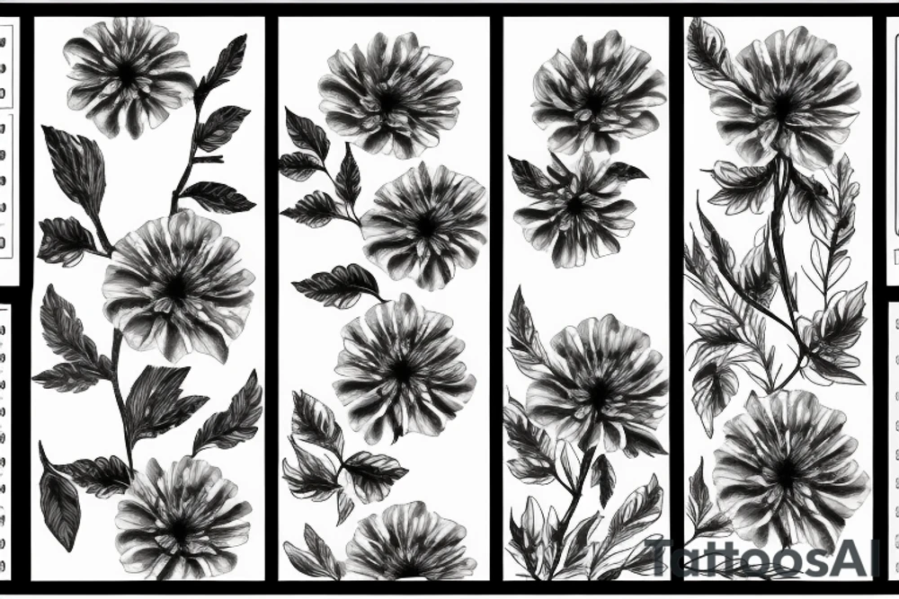 chryssanthemum with rafflesia floral art design tattoo idea