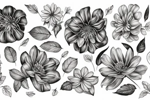 chryssanthemum with rafflesia floral art design tattoo idea