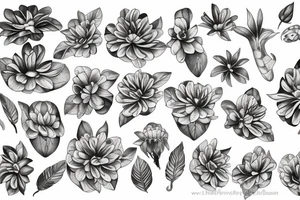 chryssanthemum with rafflesia floral art design tattoo idea