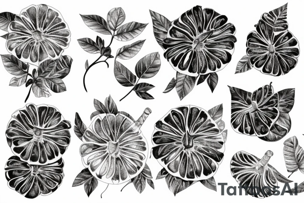 chryssanthemum with rafflesia floral art design tattoo idea