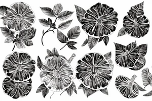 chryssanthemum with rafflesia floral art design tattoo idea