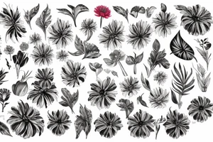 chryssanthemum with rafflesia floral art design tattoo idea