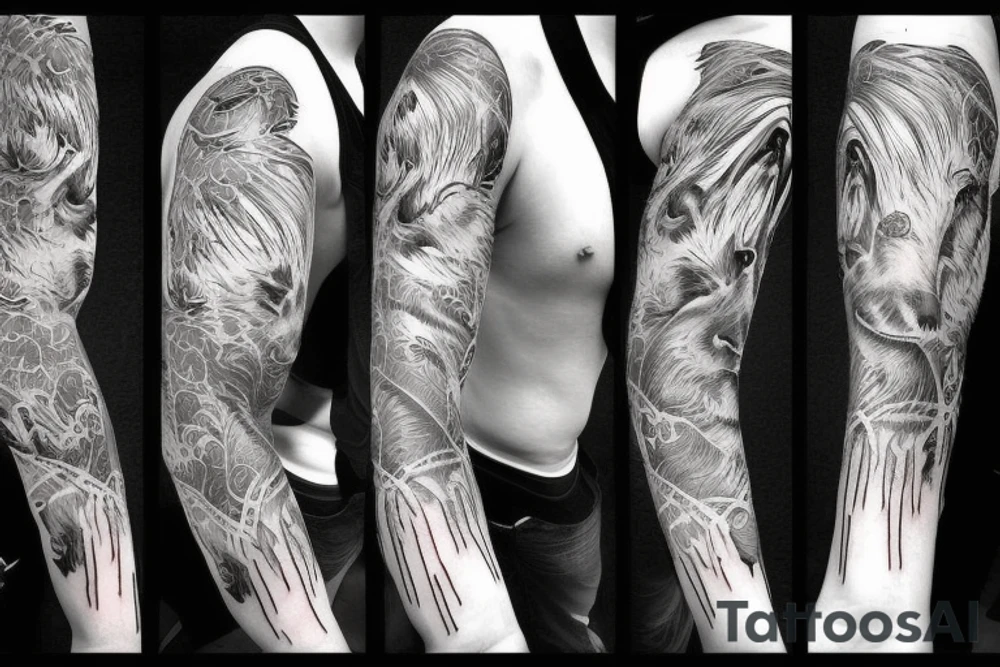 moose sleeve tattoo idea
