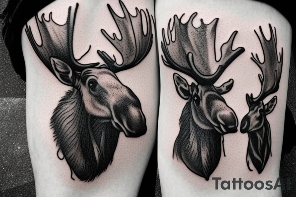 moose and baby moose tattoo idea