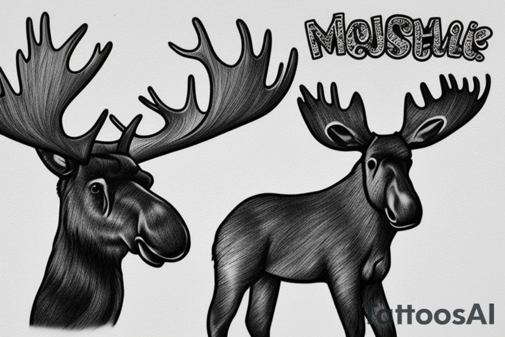 moose and baby moose tattoo idea