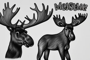 moose and baby moose tattoo idea