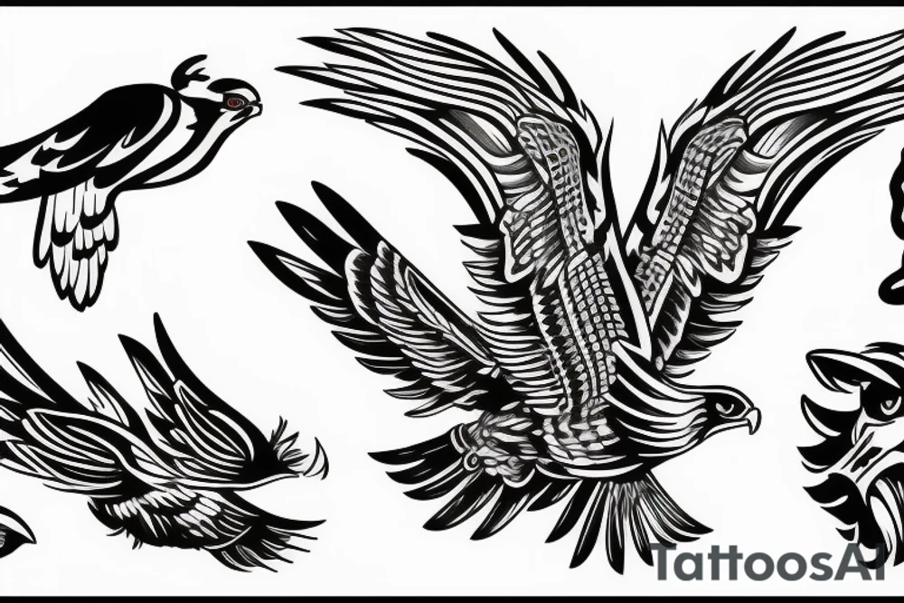 a flying hawk tattoo idea
