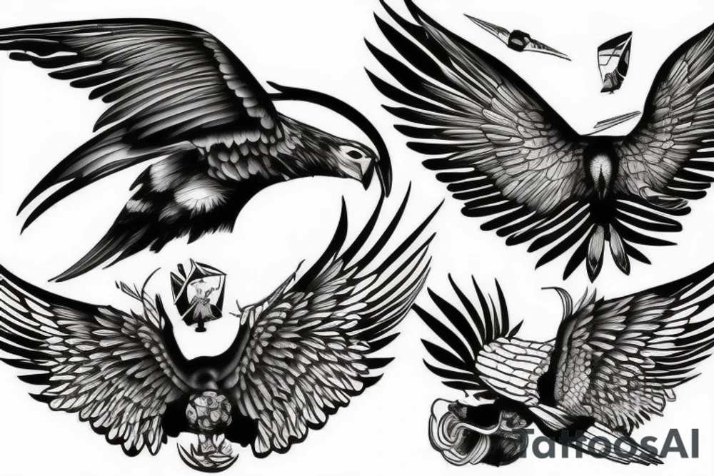 a flying hawk tattoo idea
