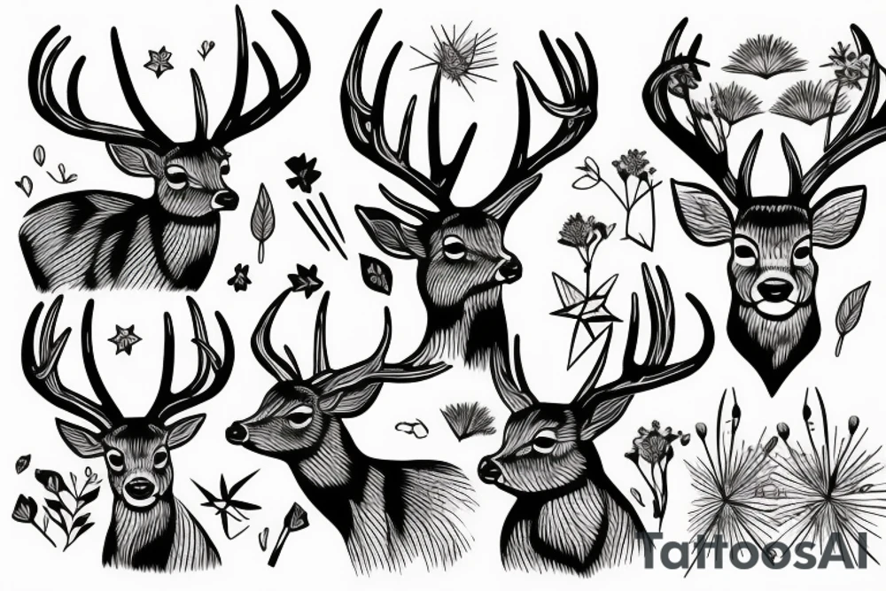 Deer and grass tattoo idea