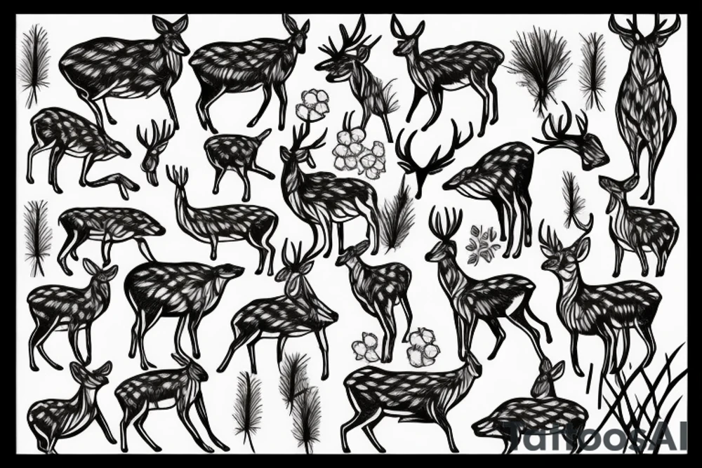 Deer and grass tattoo idea