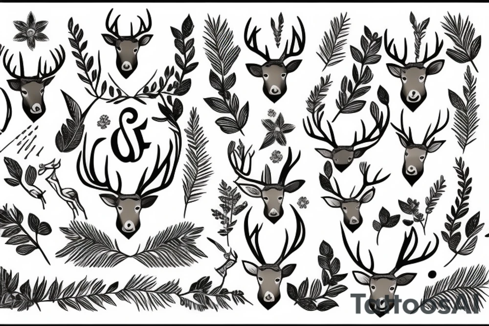 Deer and grass tattoo idea