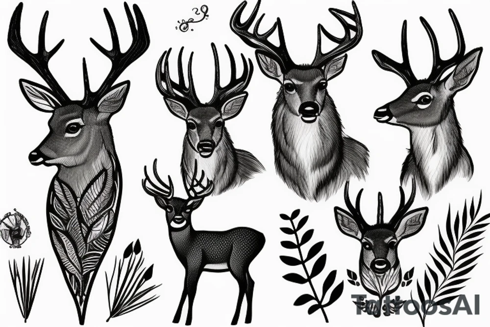 Deer and grass tattoo idea