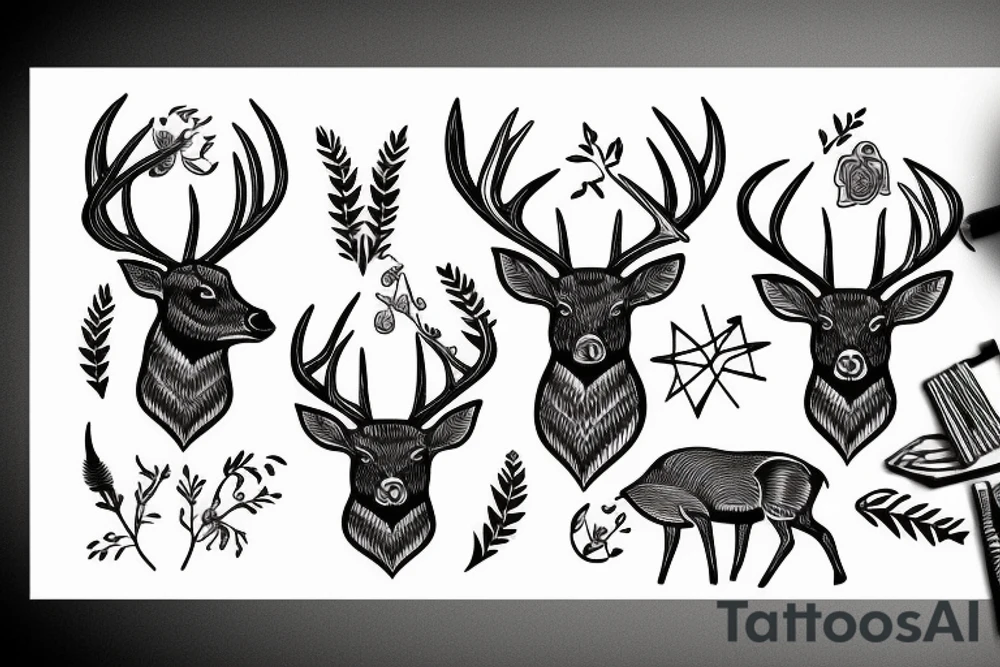 Deer and grass tattoo idea