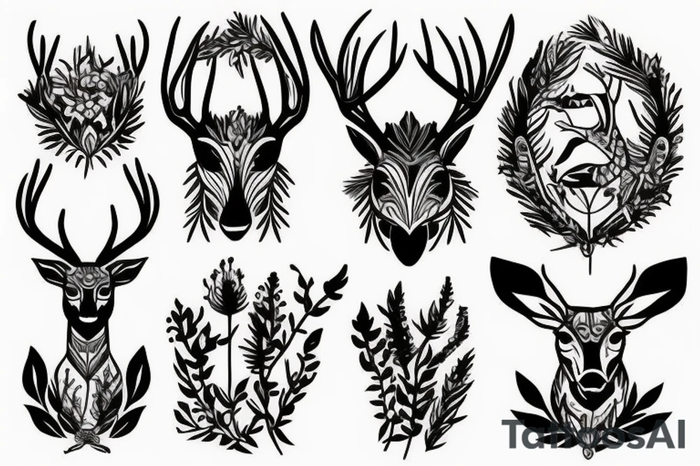 Deer and grass tattoo idea