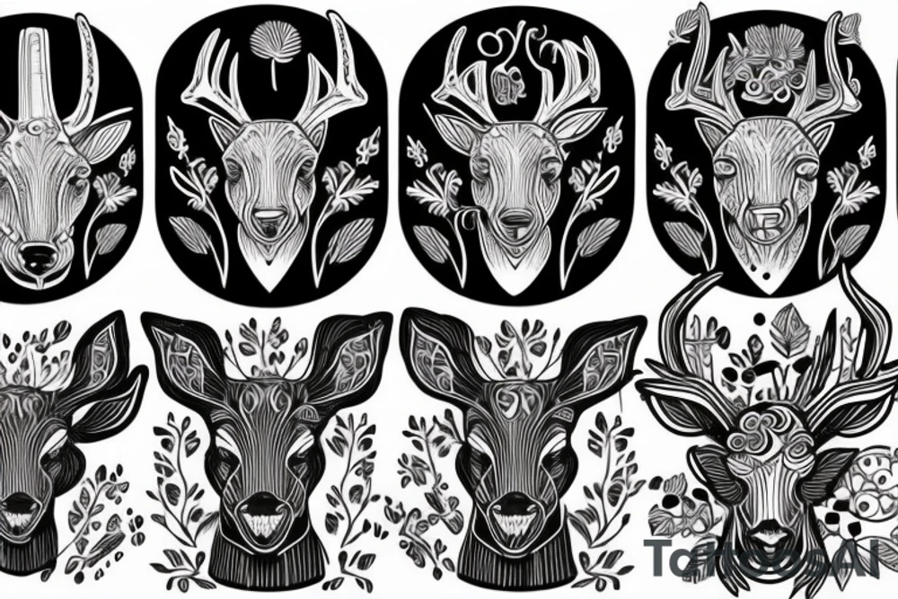 Deer and grass tattoo idea
