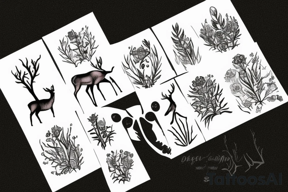 Deer and grass tattoo idea