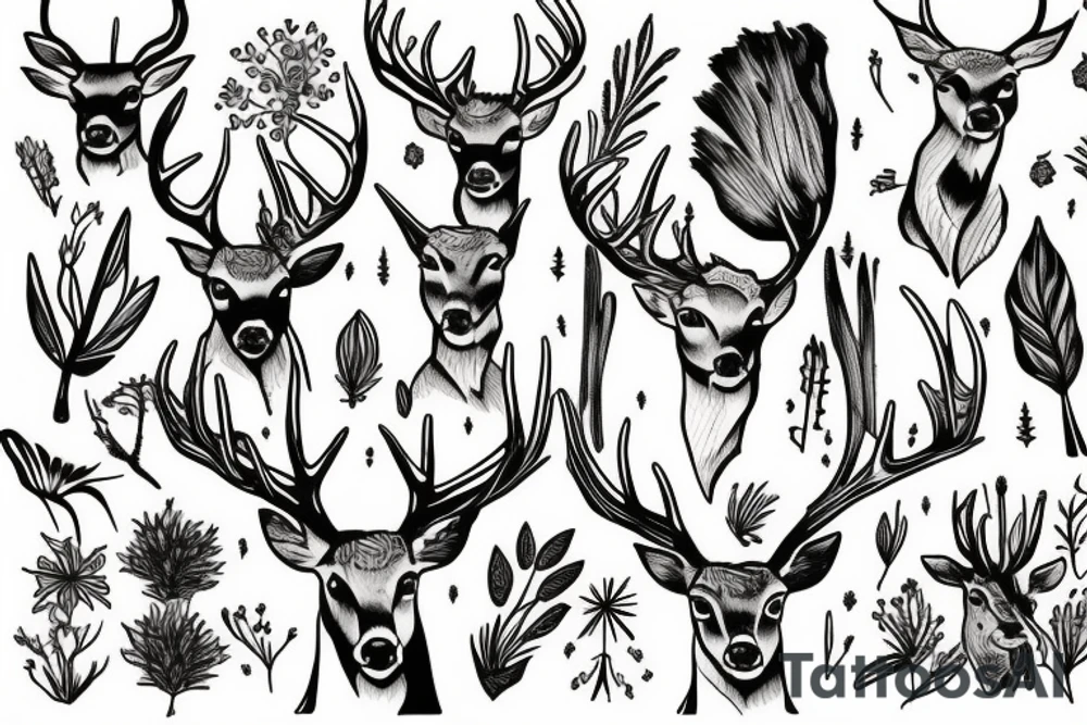 Deer and grass tattoo idea