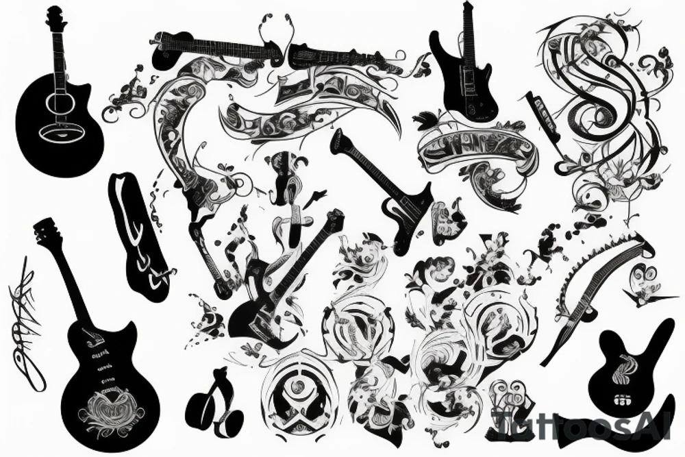 Matrix and guitar tattoo idea